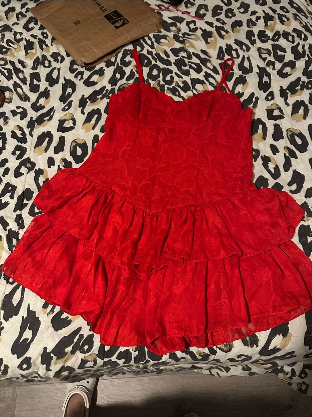 wild fable Red Tiered Ruffle Mini Dress